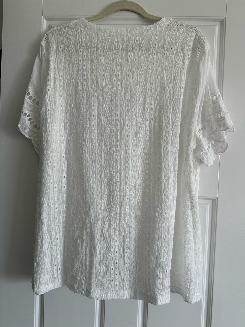 SHEIN plus size White Eyelet Lace Short Sleeve Top - Picture 4 of 10